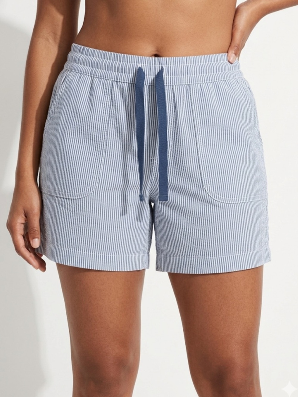 Nicole Miller‎ Blue Pinstripe Cotton Shorts – Size 10 | Coastal Chic |